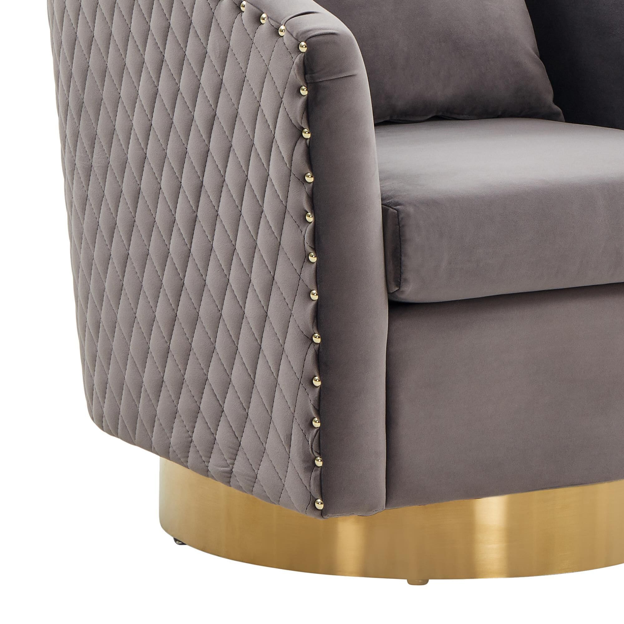 Grey and gold swivel chair top