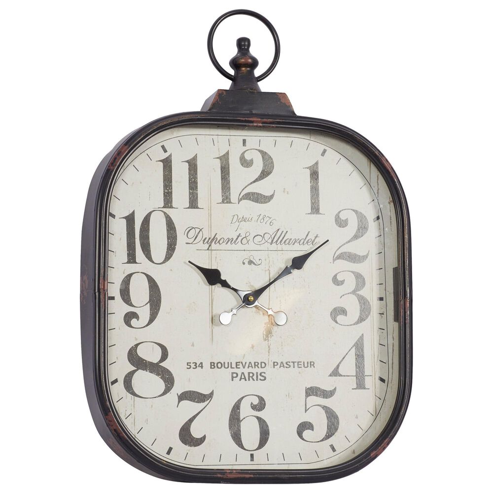 Maple and Jade 26" Vintage Metal Wall Clock in Black, , large