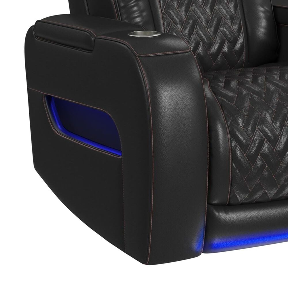 Mayberry Hill Prime Time Power Recliner with LED and Wireless Charger Pocket in Jett Black, , large