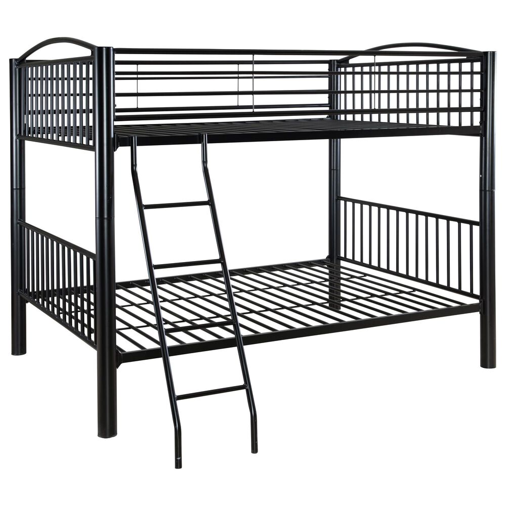 Linon Home Decor Heavy Twin Over Twin Bunk Bed in Black, , large