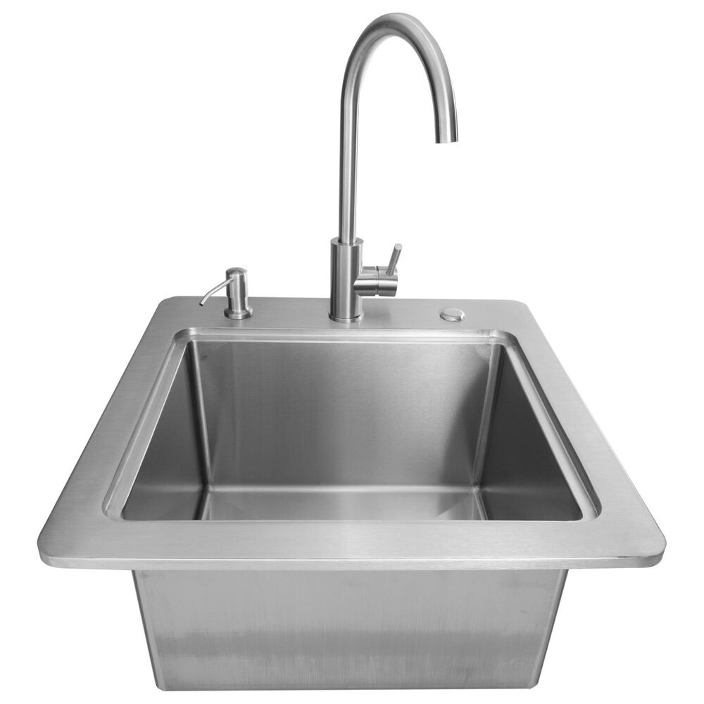 Coyote Outdoor 21&quot; Built-In Outdoor Sink with Faucet, Drain and Soap Dispenser in Stainless Steel, , large