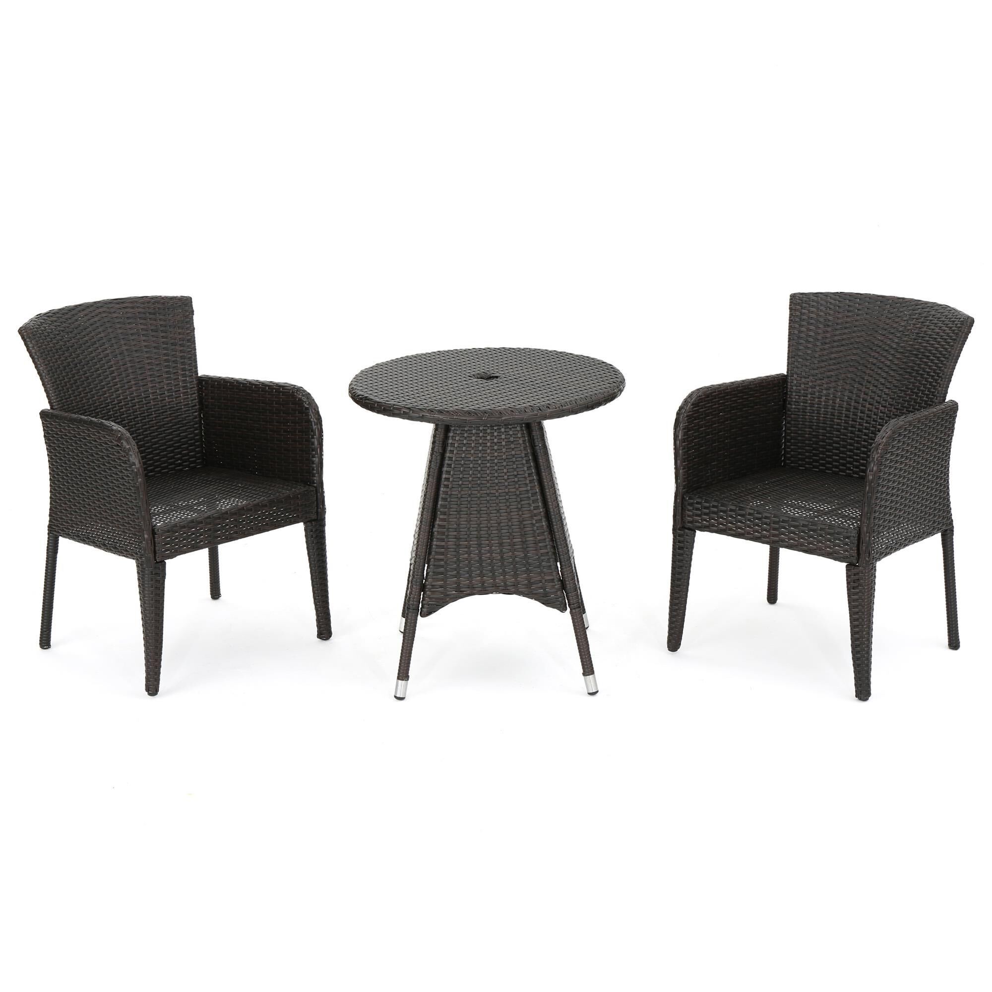 Noble House Corsica 3 Piece Patio Bistro Set in Multi Brown NFM