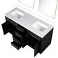 Lexora Home Abbey 60" Double Bathroom Vanity in Brown Oak with 2 cm White Quartz Top, Rectangular Sinks and 28" Mirrors, , large