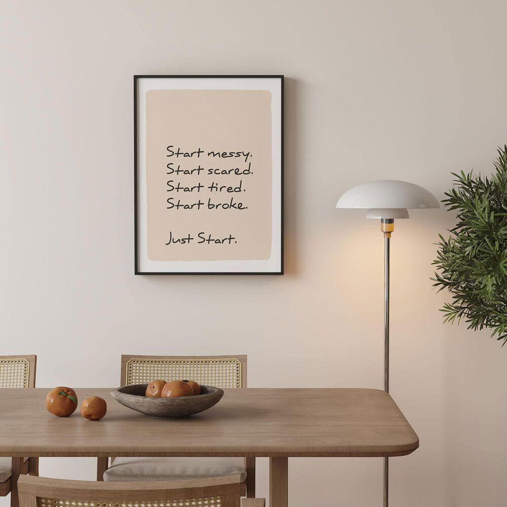 HOMLUX 24" x 18" Just Start Canvas Art in Black, , large
