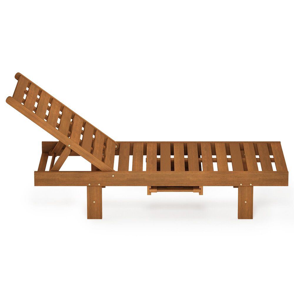 Noviland Patio Lounge Chair Chaise with Side Tray in Natural, , large