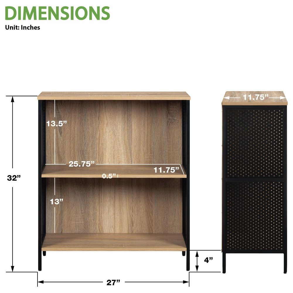 OSP Home Ace 2-Shelf Bookcase in Brown, , large