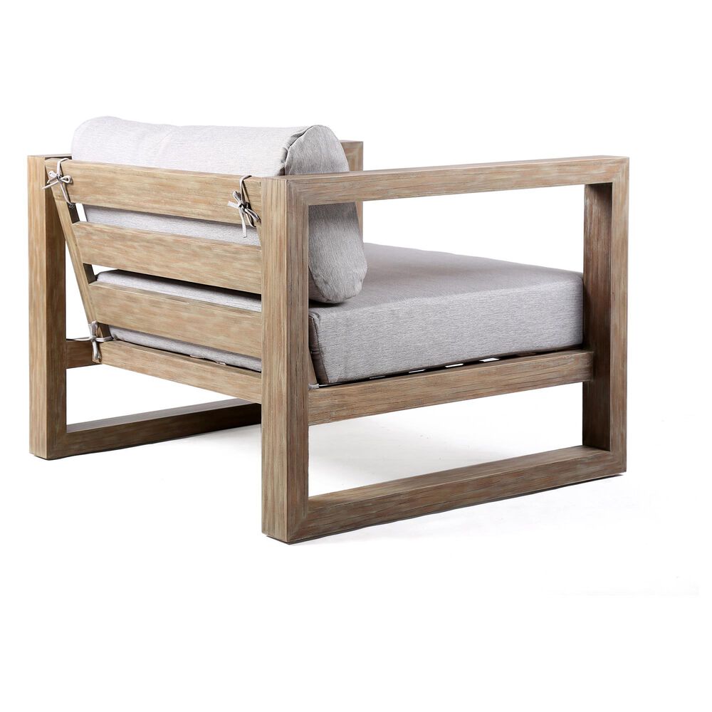 Hearth and Haven Paradise Outdoor Eucalyptus Wood Lounge Chair in Gray, , large