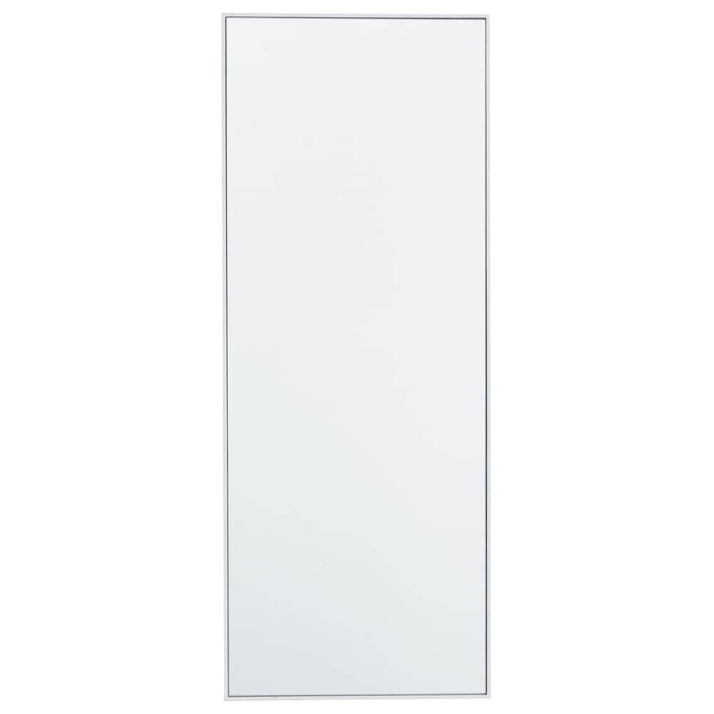 Maple and Jade 36" x 14" Rectangular Wood Wall Mirror with Thin Frame in White, , large