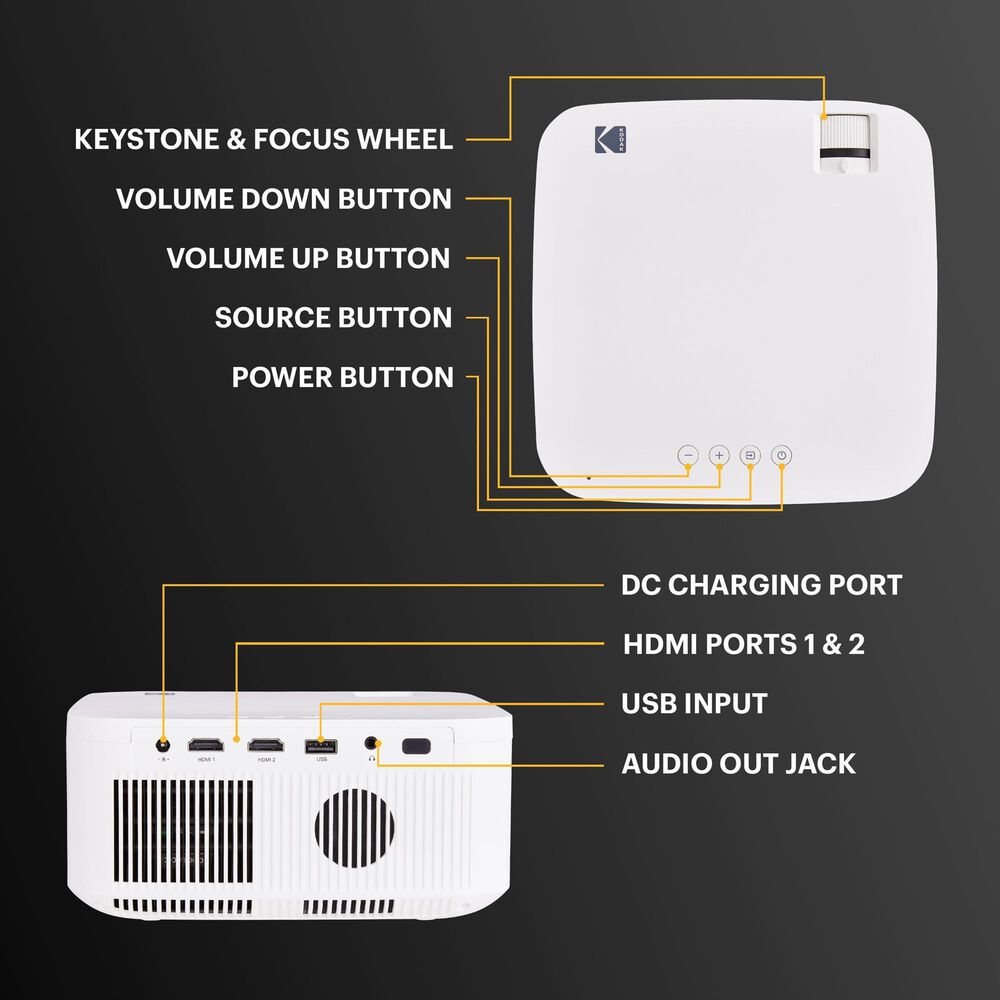 Kodak FLIK X10 Multimedia Home Projector, 1080p Portable Projector with Remote Control, , large