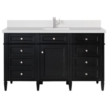 James Martin Vanities Brittany 30" Single Bathroom Vanity in Black Onyx with 3 cm White Zeus Quartz Top and Rectangular Sink, , large