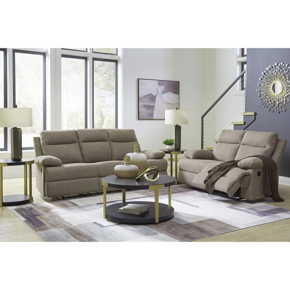 Ashley Side-Swipe Manual Reclining Loveseat in Mocha, , large