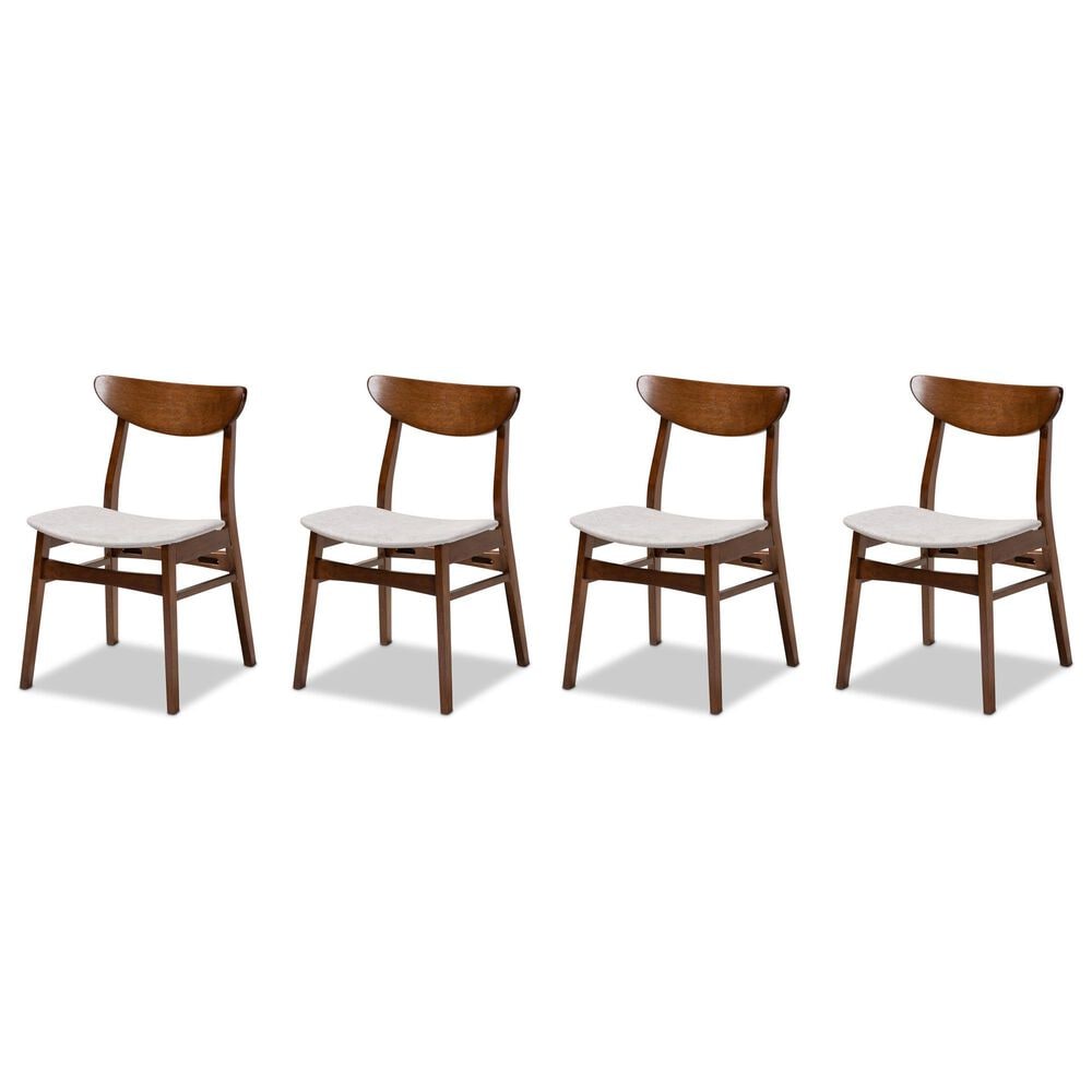 Baxton Studio Parlin Side Chair with Light Grey Cushion in Walnut Brown (Set of 4), , large