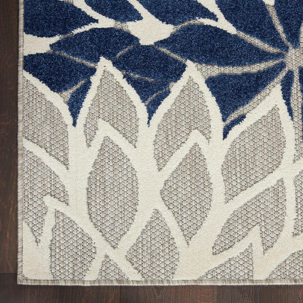 Nourison Aloha ALH05 2&#39;3&quot; x 12&#39; Ivory and Navy Indoor/Outdoor Runner, , large
