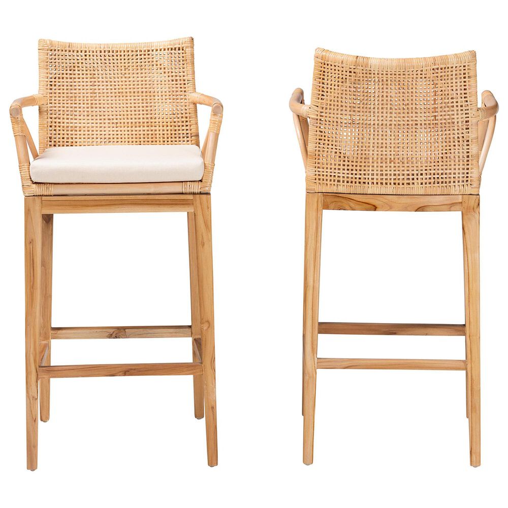 Baxton Studio Storsel Bar Stool in Natural (Set of 2), , large