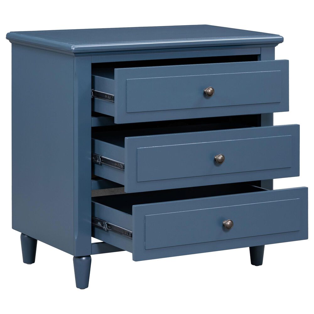 Hearth and Haven 3-Drawer Nightstand with Smooth Gliding Rails in Blue, , large