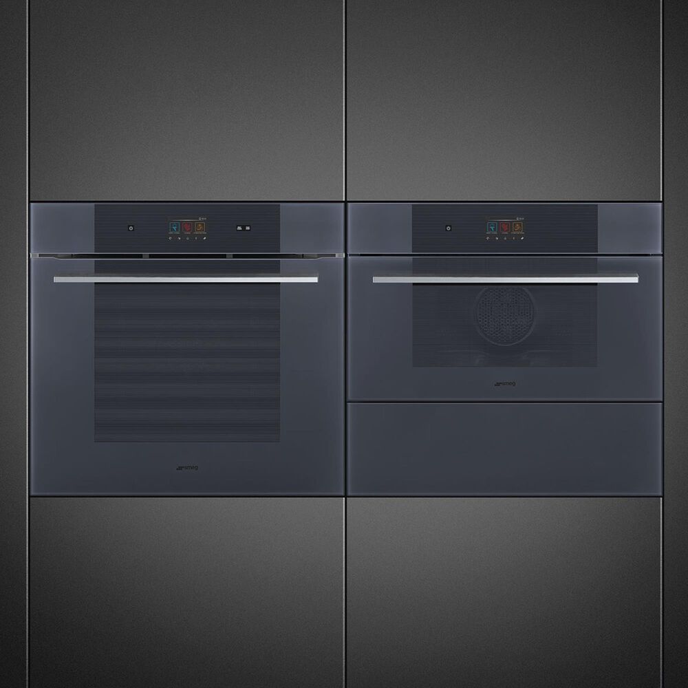 SMEG Linea 30" Single Electric Wall Oven with VivoScreen in Neptune Grey, , large