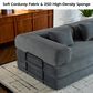 GigaCloud Corduroy Convertible Sleeper Sofa with Cylindrical Pillow in Gray, , large