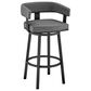 Armen Living Lorin 30" Swivel Bar Stool with Gray Cushion in Matte Black, , large