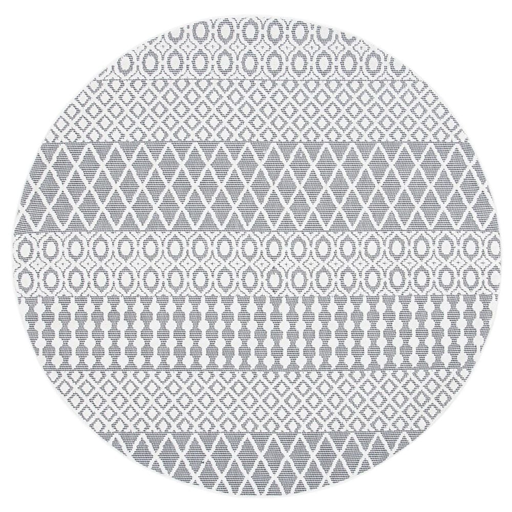 Safavieh Cabana CBN652A 8" Round Ivory and Grey Area Performance Rug, , large