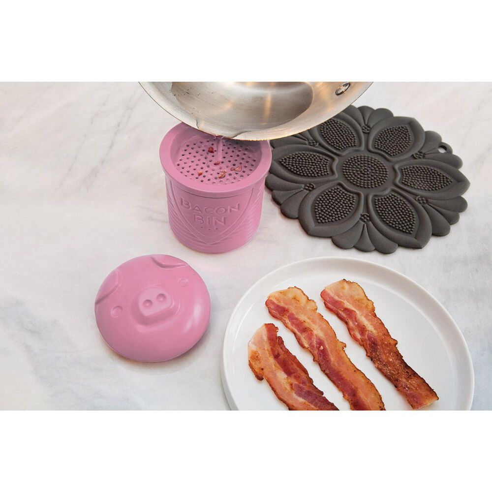 Talisman Designs Bacon Bin with Grease Holder in Rose Pink, , large