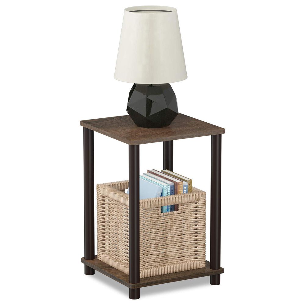 HOMLUX 2-Tier Turn-N-Tube End Table in Walnut and Brown, , large
