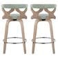LumiSource Gardenia Swivel Fixed-Height Counter Stool with Seafoam Green Fabric Upholstery in Chrome and Whitewashed (Set of 2), , large