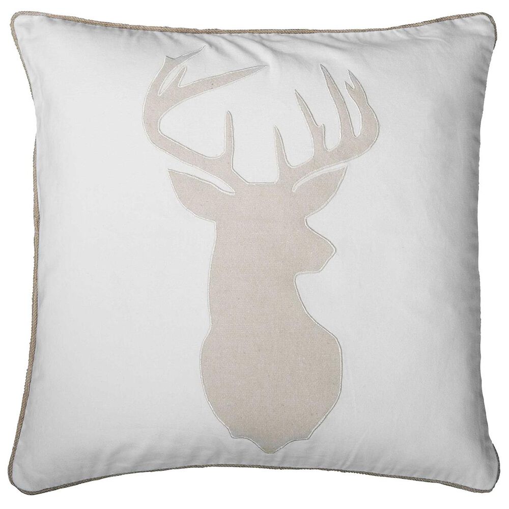 Rizzy Home 18" x 18" Pillow Cover in White with Deer Head, , large