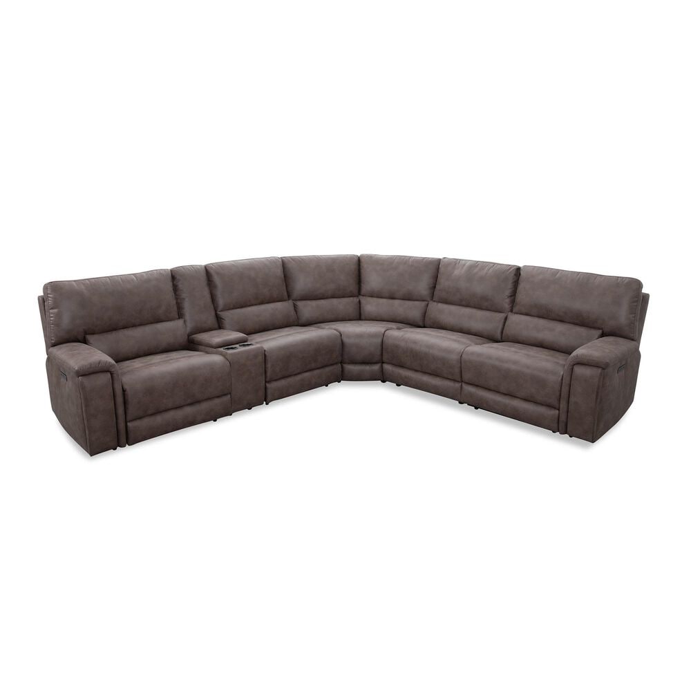 Oxford Furniture 6-Piece Power Reclining Sectional with Power Headrests in Tan, , large