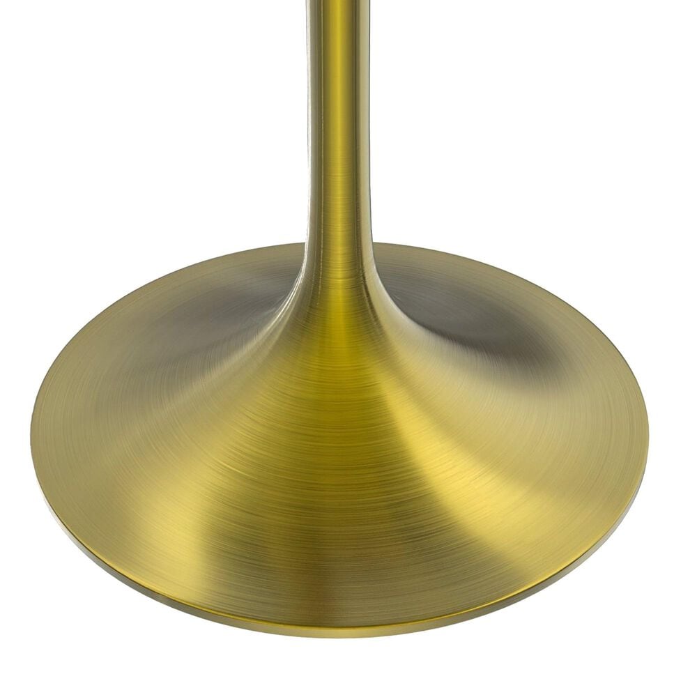 Leisuremod LeisureMod Verve Collection 27 Round Dining Table, Brushed Gold Base with Cognac Brown MDF Top, , large