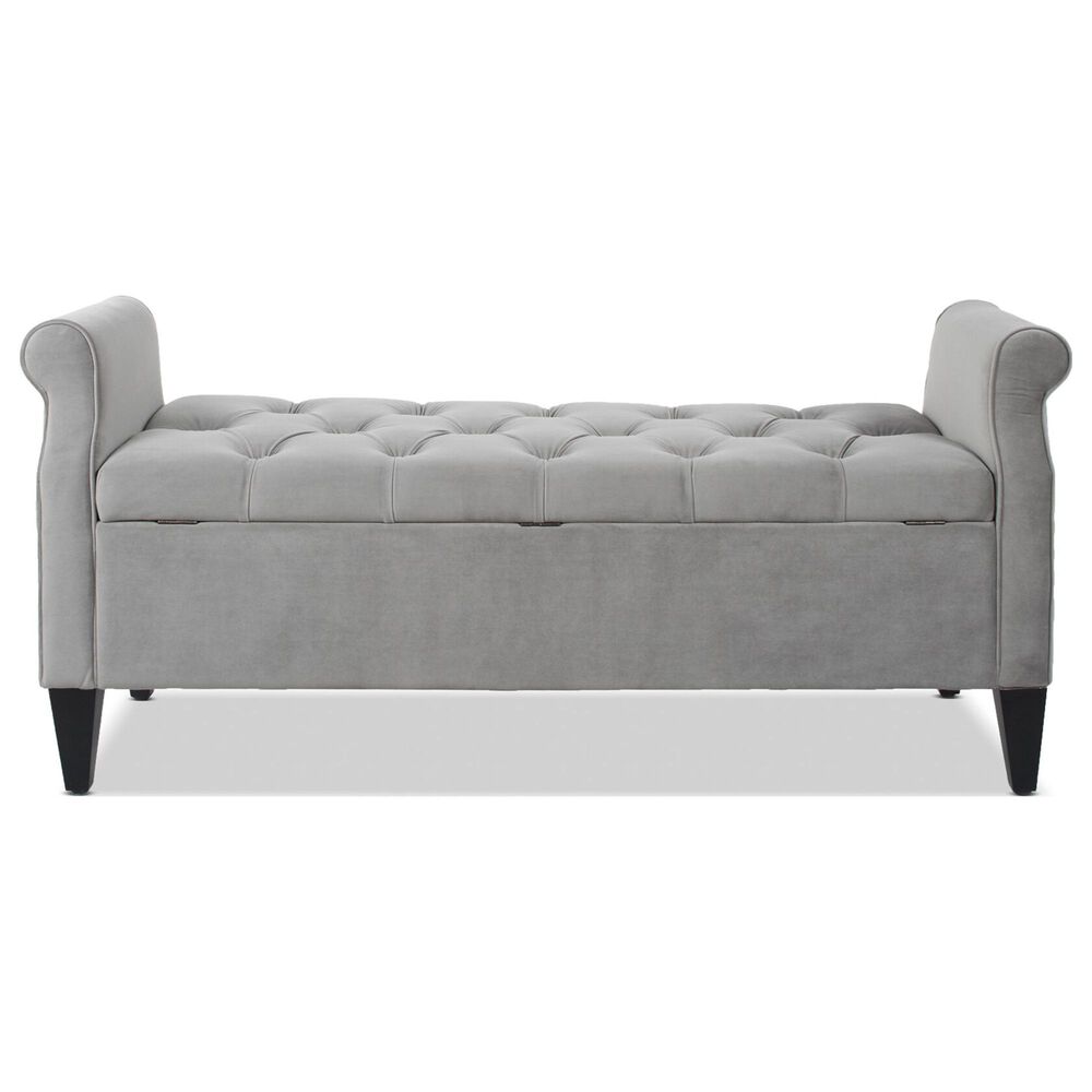 Jennifer Taylor Home Jacqueline Tufted Roll Arm Storage Bench in Opal Grey Nebraska Furniture Mart