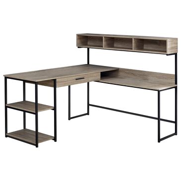 Monarch Specialties L-Shaped Computer Desk in Dark Taupe and Black, , large