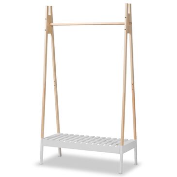 Baxton Studio Raylyn Freestanding Coat Hanger in Oak Brown and White, , large