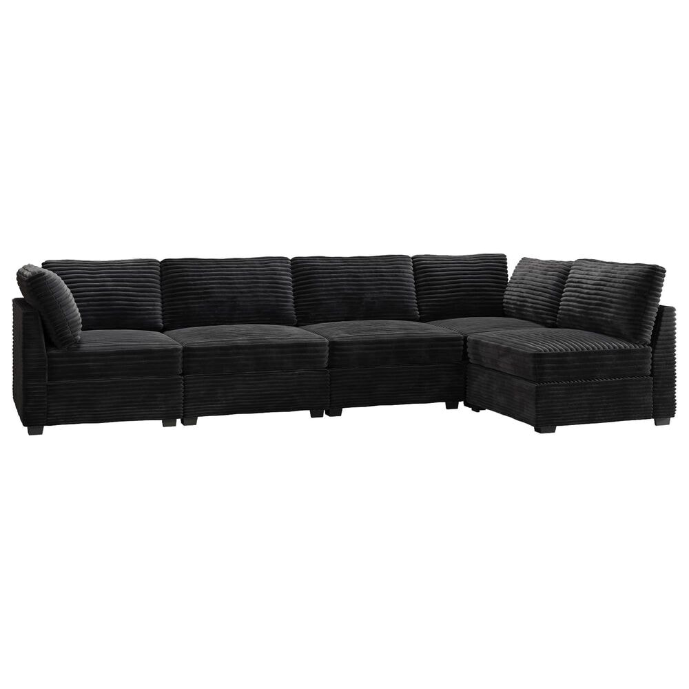 Noviland HOMLUX 5-Piece Oversize Mod Sectional in Black, , large