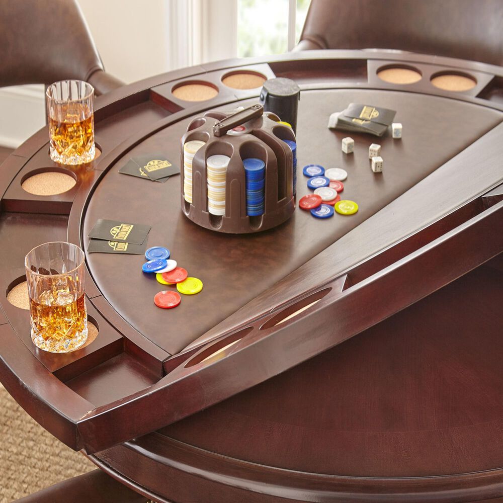 STEVE SILVER Tournament 6-Piece Round Game Table Set in Cherry, , large