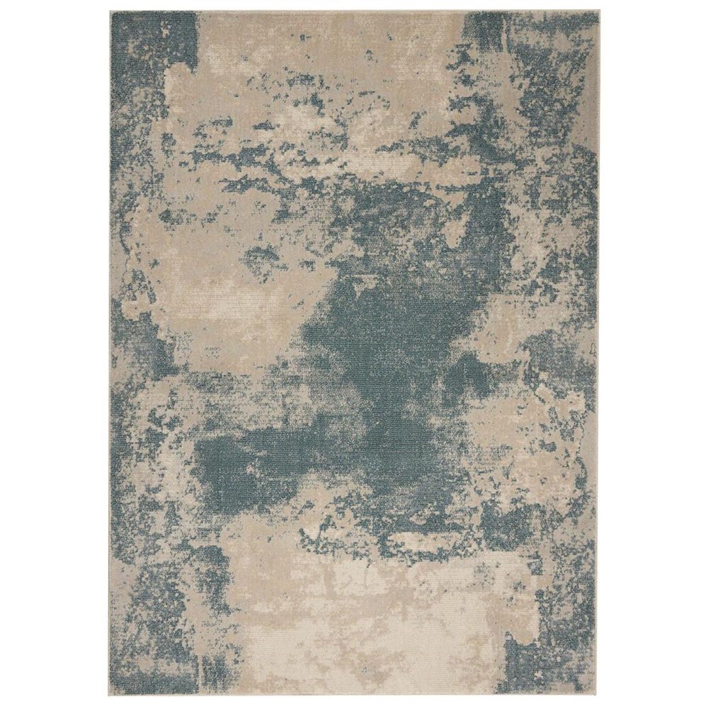 Nourison Maxell MAE13 5"3" x 7"3" Ivory and Teal Area Rug, , large