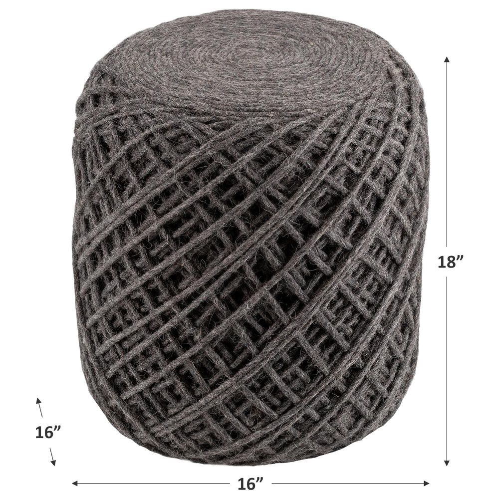 Surya Xena Pouf in Charcoal, , large