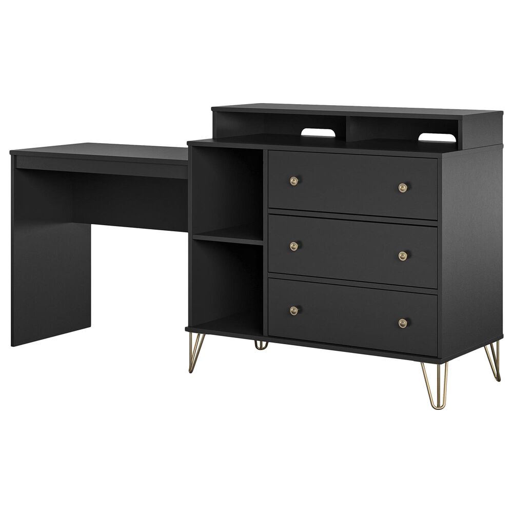 DHP Owen 3 in 1 Media Dresser & Desk in Black, , large