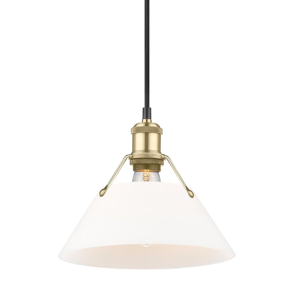 Golden Lighting Orwell 1-Light Medium Pendant with Opal Glass Shade in Brushed Champagne Bronze, , large