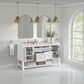 James Martin Vanities Breckenridge 60" Double Bathroom Vanity in Bright White with 3 cm Carrara White Marble Top and Rectangular Sinks, , large