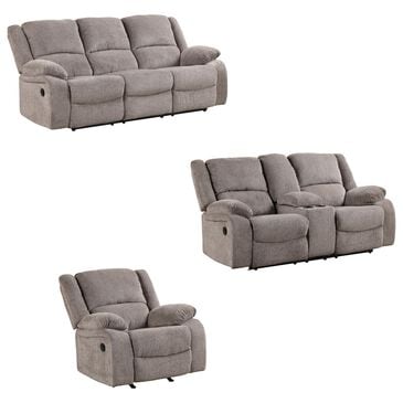 Furniture of America Hawkins 3-Piece Manual Reclining Living Room Set in Gray, , large