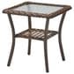 Sunwell Garden 20" Patio Square Side Table with Glass Top in Brown, , large