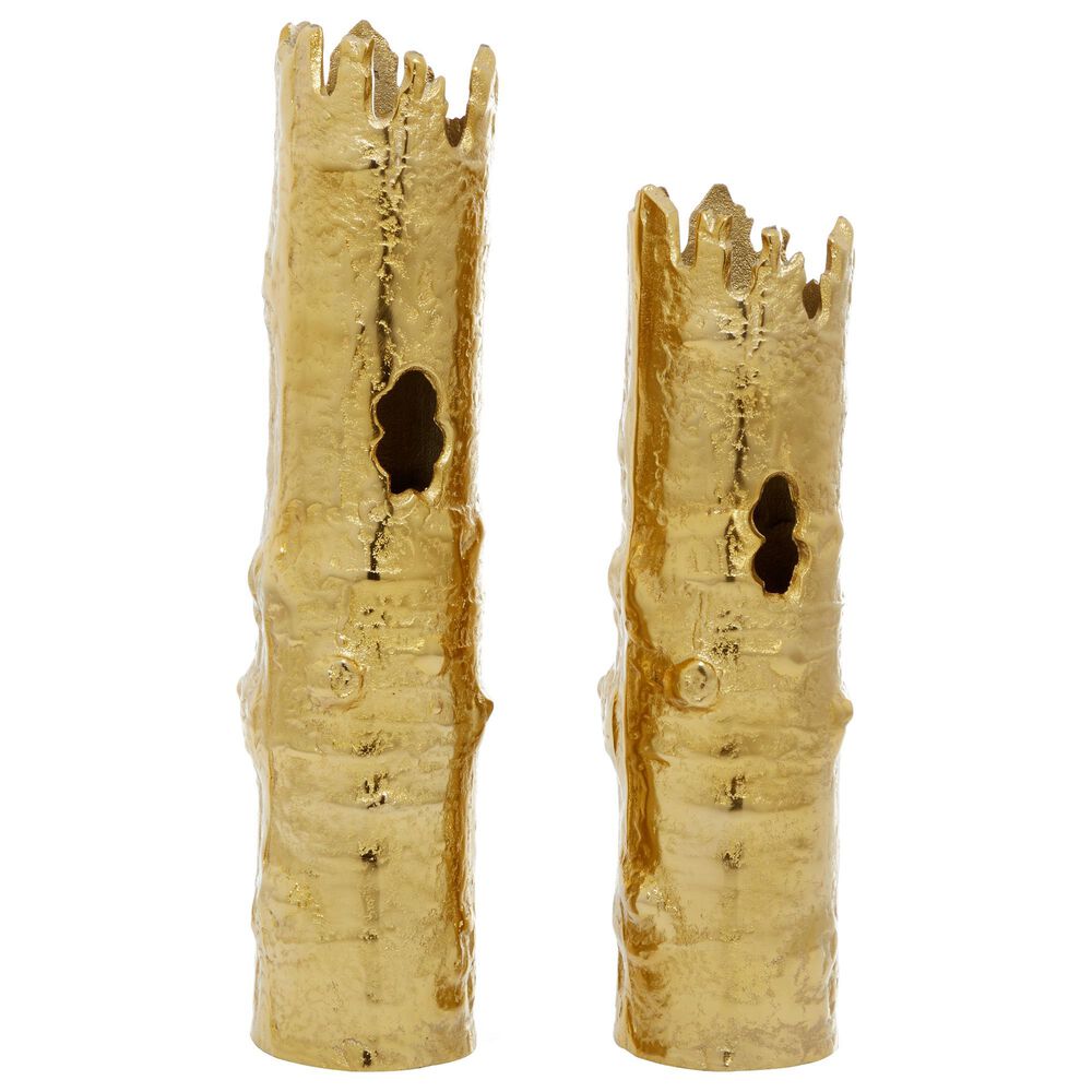 CosmoLiving by Cosmopolitan Bamboo-Shaped Vase in Gold (Set of 2), , large