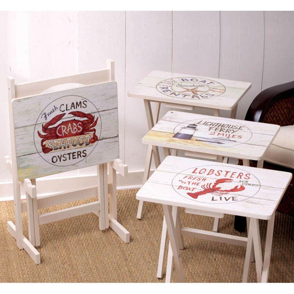 Cape Craftsmen Nautical TV Tray Set with Stand (Set of 4), , large