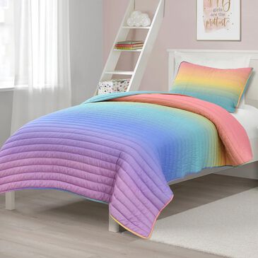 Triangle Home Fashions 2-Piece Twin/Twin XL Quilt Set in Rainbow Ombre, , large