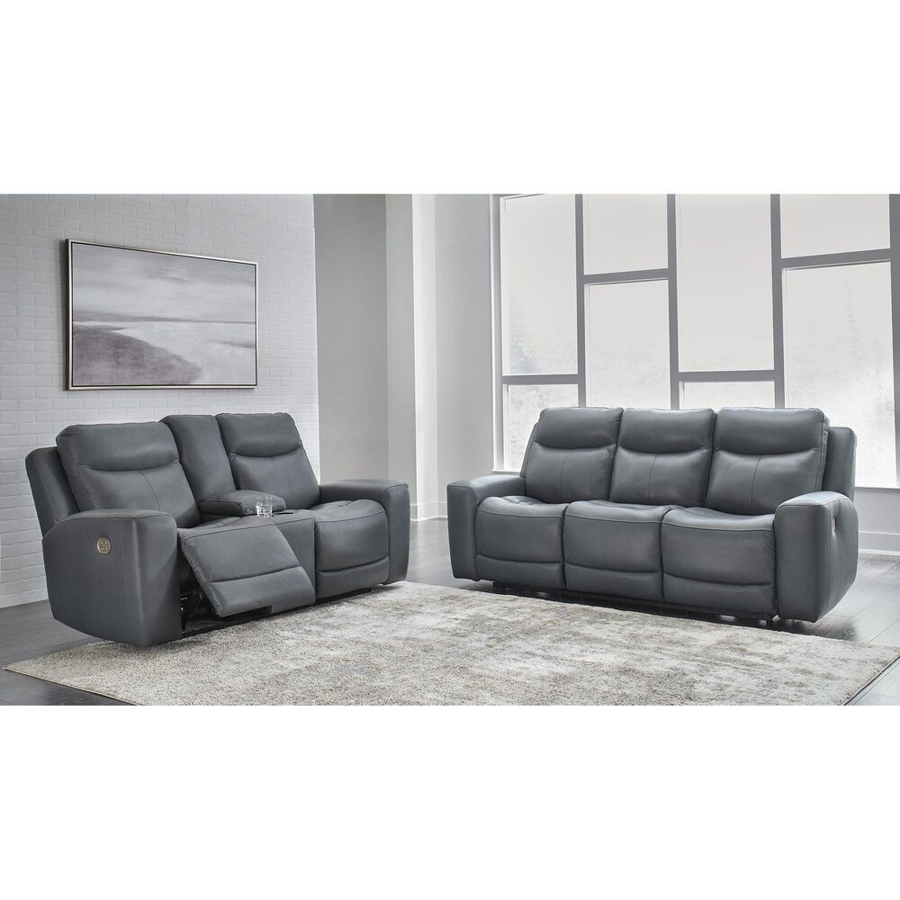 Ashley Mindanao Power Reclining Sofa in Steel, , large