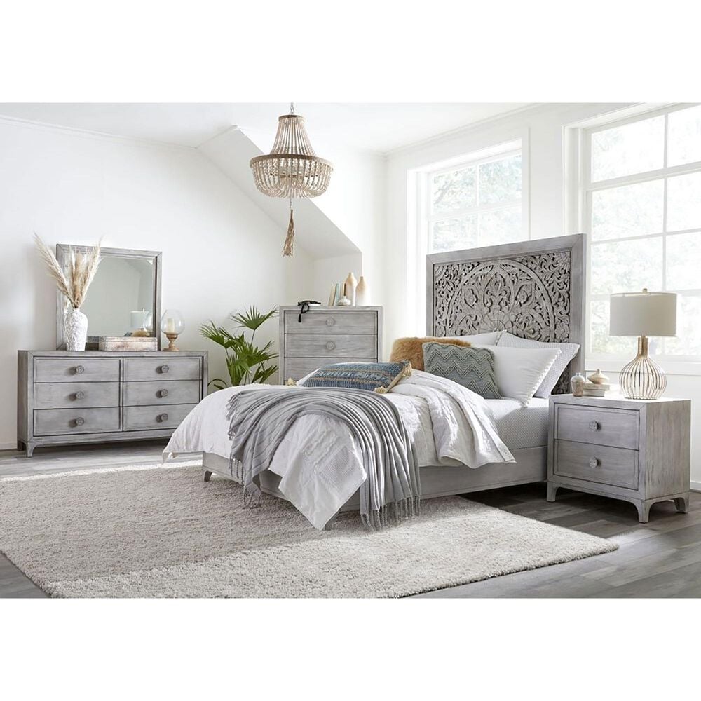 Urban Home Boho Chic King Platform Bed in Washed White, , large