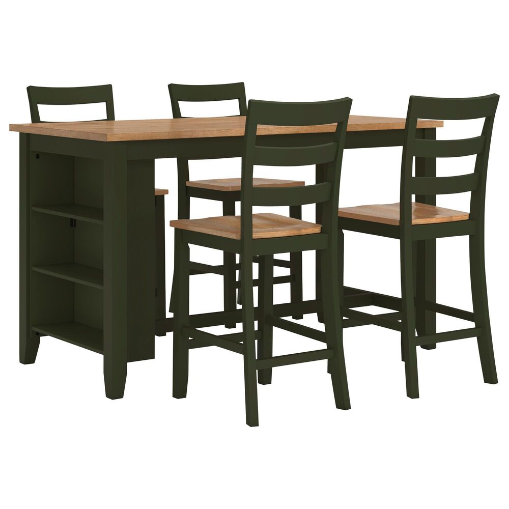 Ashley Gesthaven 5-Piece Counter Dining Set in Natural and Green , , large