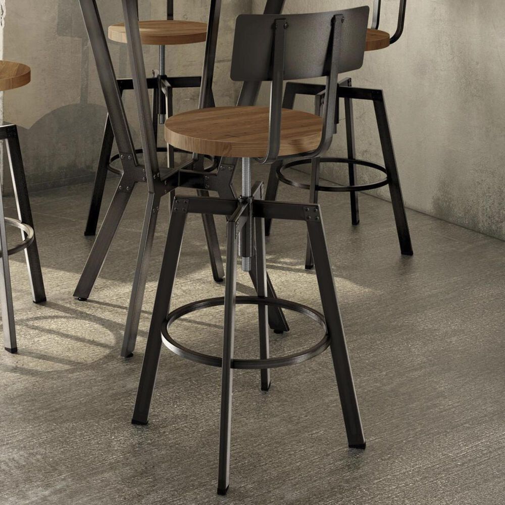 Amisco Screw Stool with the seat in Toasty and back in Harley, , large