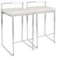 Lumisource Fuji Stackable Counter Stool with White Faux Leather in Brushed Stainless Steel (Set of 2), , large