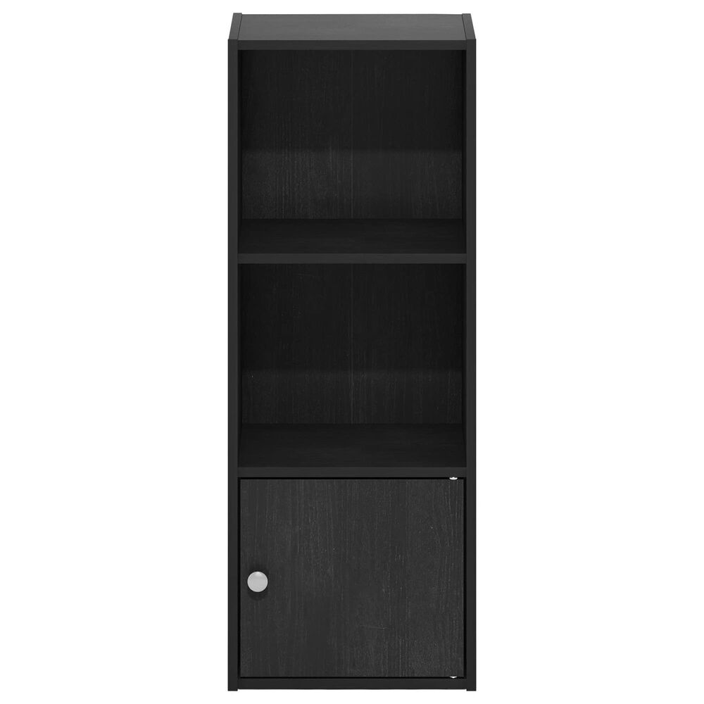 HOMLUX 3-Tier Shelf Bookcase with Door Storage Cabinet in Blackwood, , large